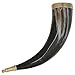 Brass Adorned Viking Drinking Horn with Metal Stand