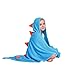 Dinosaur Hooded Blanket for Kids, 3D Toddler Wearable Animal Snuggie Throw, Soft Flannel Fleece Fabric,Great Gifts for Children,Fit 2-8 Years Old, 47”×36”，Blue