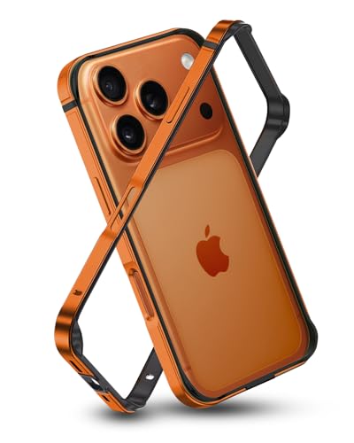 RAEGR Case | Anodized Aluminum Bumper | Compatible with iPhone 17 Pro Max (2025) | Supports Magnetic Wireless Charging | Edge Armor Protective Minimal Case - Orange/Cosmic Orange RG10622