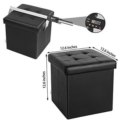 image for B FSOBEIIALEO Storage Ottoman Small Cube Footrest Stool Seat Faux Leat