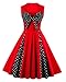 Killreal Women's Vintage Polka Dot Print Rockabilly Cocktail Dress for Christmas Party Black/Red XXXX-Large