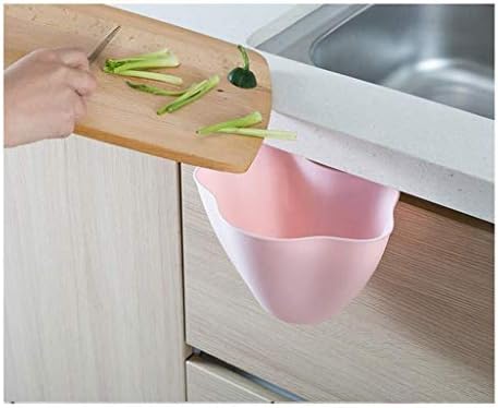 MGEM Waste Bin,Trash can Hangable Trash Can Kitchen Cabinet Hanging Flower Box Home Without Cover Plastic Storage Box Garbage Debris (Color : Pink)