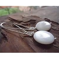 Pearl Blu Ray Orecchini Pendenti A Goccia Con Perla Di Conchiglia – Eleganti E Luminosi Pendenti Goccia Bianca - Foto 7