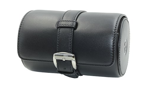 SWISS REIMAGINED Genuine Leather Portable Watch Roll Case Travel Organizer Safe Storage - Black
