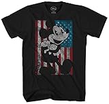 Mickey Mouse Disney American Flag Classic Vintage Retro Distressed America Patriotic Graphic Men's Adult T-shirt Tee (Large)