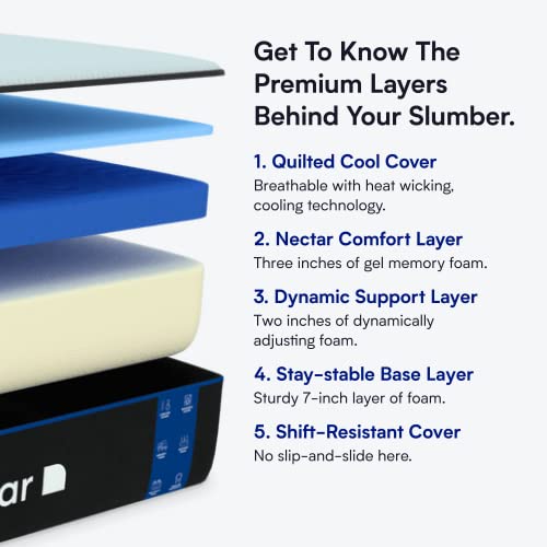 Nectar Queen Mattress 12 Inch Medium Firm Gel Memory Foam Cooling