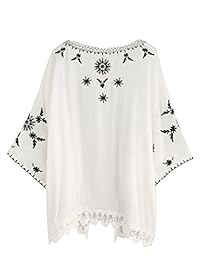 Kimono de ganchillo con encaje floral para dama