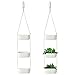 Rectangular Hanging Planter, 3-Tier Hanging Plant Pot, Rustic Hanging Planters for Outdoor Plants, Ceramic Hanging Pot Planter for Indoor & Outdoor, White Hanging Planter Basket, Triple Plant Hanger