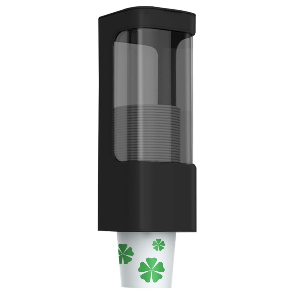 Photo 1 of IWNTWY Cup Dispenser, Wall Mount Water Cooler Cup Holder Fit 3-5oz Small Cups, Pull Type Cups Holder for Home, Bathroom, Office Hospital, Adhesive Paste or Screw Install (Black)
