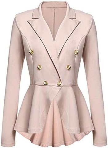 Besooly Women Business Work Suit Coats Long Sleeves Blazer Ruffles Peplum Button Jacket Coat Outwear Outerwears