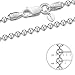 Amberta 925 Sterling Silver 2 mm Ball Chain Bracelet Length 7