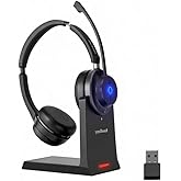 Rownfusny Wireless Headset with Mic for Work - Blackish Blue