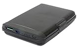 Aluminum RFID Blocking Portable Wallet Charging Power Bank - Cell Phone Battery Charger Wallet - Credit Card Holder - Seen TV (Black)
