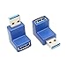 VCZHS USB3.0 AM to AF L Shape Converter Adapter USB 3.0 A Male to A Female 90 Degree Angle Plug Blue (Pack of 2)