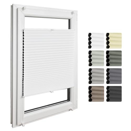 Home-Vision Premium Doppelplissee mit Klemmfix Weiß-Weiß B30 x H150cm