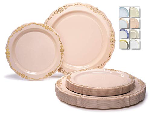 " OCCASIONS " 50 Plates Pack (25 Guests)-Vintage Wedding Party Disposable Plastic Plate Set -25 x 10