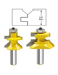 TAIWAIN Router Bit 1 2'' Shank 2 Set Tool, Tongue & Groove Flooring Router Bits with V-Notch Wainscotting Milling Woodwork Tools, Edge Banding Joint Cutter for Door Engraving Machine (12BKXD-2J)