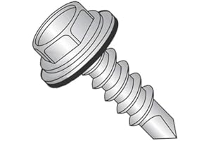 NEWPORT FASTENERS #12 x 3/4 Self Drilling Screws Rubber Washer (Quantity: 100 pcs) Unslotted Indented Hex Washer Head, Zinc Plated w/Bonded NEO-EPDM Washer Attaches Metal to Metal, 12-14 x 3/4, 3 Drill Point
