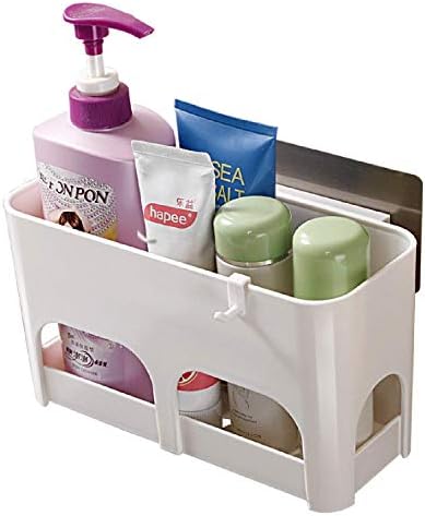 EOWQON® Self Adhesive Kitchen Bathroom Shelf Wall Holder Storage Rack Bathroom Rack Storage Box Strong Magic Sticker Shower Caddy Basket