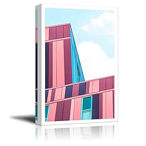 Canvas Wall Art - Fresh Color Tone Modern Building Drawing - Giclee Print Gallery Wrap Modern Home Art Ready to Hang - 12" x 18"