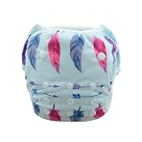 Babygoal Baby Swim Underwear for Swim lesson, Reuseable Washable Adjustable Swiming Diapers Girl color SW20, one size( 0-2 years), Feather