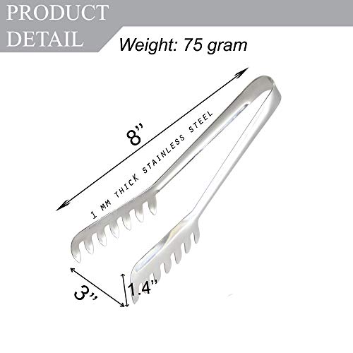 image for Okey Kitchen Premium 8 Inches Stainless Steel Pasta Tongs & Spaghetti 