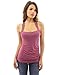 PattyBoutik Women Crochet Inset Ruched Detail Tank Top (Moderate Raspberry Medium)