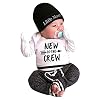 WEXCV Babykleding jongens outfit 3 stuks lange mouwen alfabet print rompers top + broek + hoed kleding set herfst winter…