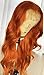 EVLYNN Hair Lace Front Wigs red brown Synthetic orange Loose Wave Wigs Heavy Density Glueless Long Lace Wigs for Women Synthetic Wig (24 Inch Orange Red brown Wavy Lace Front Wig)