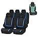 FH Group FB032115 Unique Flat Cloth Full Set Bucket Seat Covers, Airbag Compatible & Split Ready, Black/Blue Color w. Gift-Universal fit for Cars, auto, Trucks, SUV