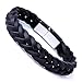 Urban Jewelry Unique Braided Black Cuff Leather Bracelet for Men with Elegant Stainless Steel Clasp