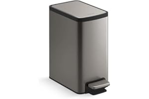Kohler 31319-ST Bathroom Step Trash Can with Lid, 1.6 Gallon Small Bathroom Trash Can, 6-Liter Small Bathroom Trash Bin, Stai