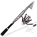 Sougayilang Spinning Telescopic Portable Fishing Rod Combos Travel Carbon Fishing Rod and Reel Set