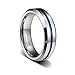 TUSEN JEWELRY 6MM Thin Blue Line Plated Groove Tungsten Carbide Ring wedding band