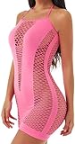 Womens Seamless Mesh Lingerie Chemise(XL,Rosepink)