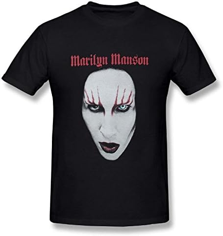 anxiety T-Shirts for Men's Casual Marilyn Manson Red Lips Tshirts Black