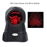 MUNBYN Wired 1D 100 Laser Lines 1400Times/SEC Omni Directional Handsfree Barcode Scanner Auto Sensor with 2 Meters USB Cable for Windows Mac Linux System
