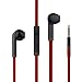 Fedirect Wired Headphones In Ear iPhone Earbuds with Microphone Tangle Free Flat Cable Earphones Black+Red