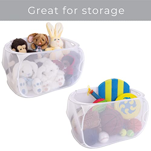 Smart Design Mesh Pop Up Flip Laundry Hamper and Basket Handles and