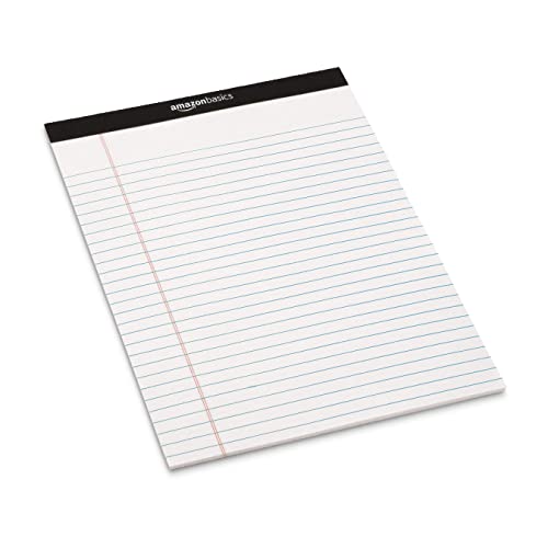 Amazon Basics Wide Ruled Lined Writing Note Pad, 8.5 inch x 11.75 inch, White, 12 Count ( 12