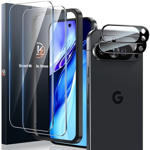 LK 2 + 2 tempered glass screen protectors for Google Pixel 10 Pro, contains 2 x screen protectors and 2 x rear camera protectors, with installation frame (scratch-proof, bubble-free, 9H hardness, ultra clear)