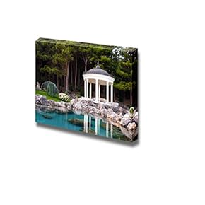 Canvas Prints Wall Art - Gazebo by The Pond in a Beautiful Green Park | Modern Wall Decor/Home Decoration Stretched Gallery Canvas Wrap Giclee Print. Ready to Hang - 12" x 18"