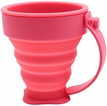 Homino Chronowares Magic Foldable Collapsible Silicone Mug Glass with Side Handle (Pink)