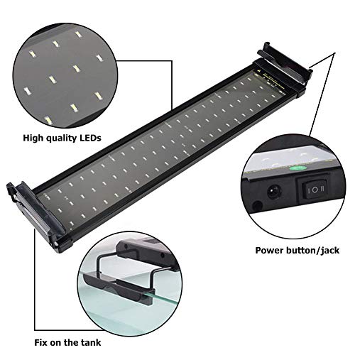 MingDak LED Aquarium Light Fixture for Fish Tank,Suitable for Saltwater and Freshwater,72 LEDs,20-inch,Lighting Color White and Blue