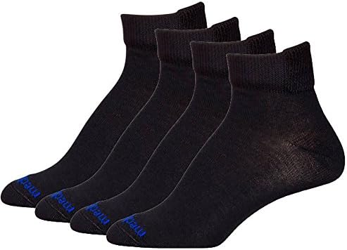 Medipeds Women's 7-10 Flex Panel Coolmax Diabetic Quarter Socks - 4 Pair (Women's 7-10, Black)