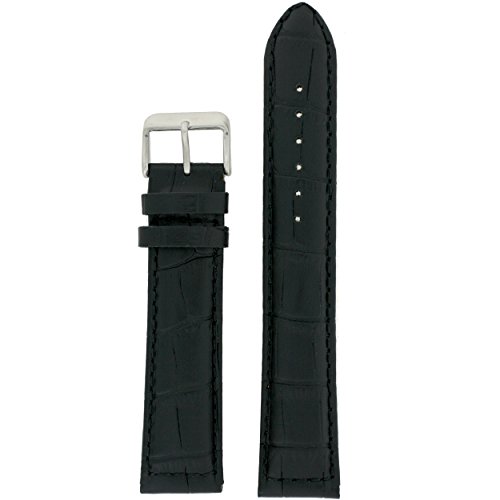 Watch Band Genuine Leather Extra Long Black Alligator Grain 24 millimeter Tech Swiss