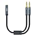 MillSO Headset Splitter, CTIA 3.5mm 2 Male to 1 Female Headphone Adapter with Separate Microphone and Headphone Jack for Gaming Headset to PC - 30CM/12inch