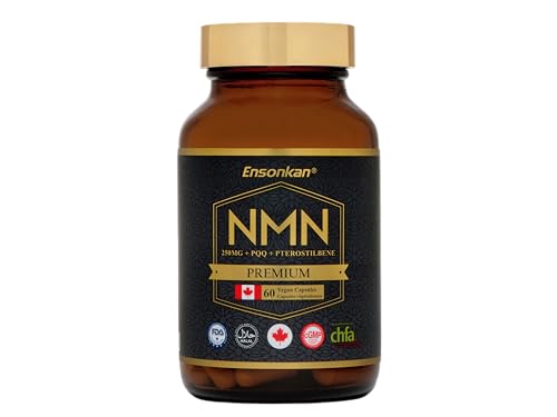 Ensonkan® NMN 250mg + PQQ + Pterostilbene – NAD+ Booster Supplement – 60 Vegan Capsules – Made in Canada