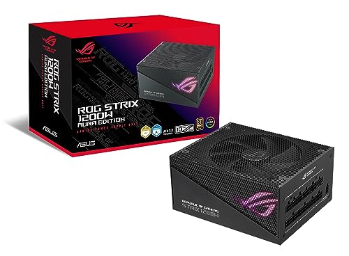 ASUS ROG Strix 1200W Gold Aura Edition PSU (Fully Modular Power Supply, 80+ Gold Certified, ATX 30, Cybenetics Lambda A+ Certification,PCIe Gen 50 Ready, Axial-tech Fan, Aura Sync)