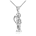 .925 Sterling Silver Nuestra Señora de la Santa Muerte Our Lady of the Holy Death Catholic Pendant Necklace - Choice of Chain Length or Charm Only